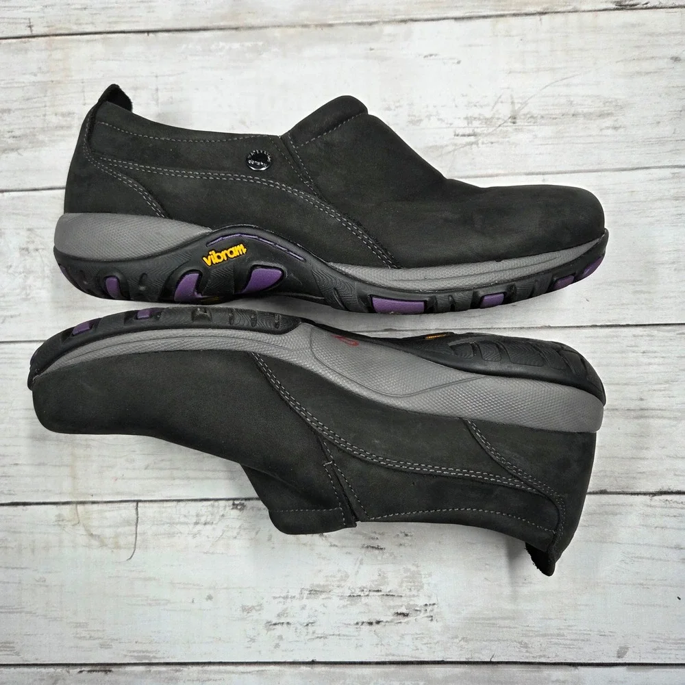 Dansko Paisley Walking Shoes Women 39 Black Nubuck Leather Vibram Sole Damaged
